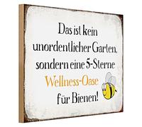 Targa in legno '5 stelle Wellness Oase per api' | Divertente decorazione da giardino per amanti della natura, 40 cm x 30 cm