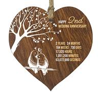 Targa in legno a forma di cuore per 2° anniversario di matrimonio, in legno scuro, per celebrare l'anniversario di matrimonio, moglie, marito, fidanzato, fidanzata, targa con citazioni, regali dai