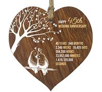 Targa in legno a forma di cuore per 45° anniversario di matrimonio, in legno scuro, per celebrare l'anniversario di zaffiro, moglie, marito, fidanzato, fidanzata, targa con citazioni, regali dai