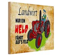Targa in legno 'agricoltore - solo un eroe guida sul campo» | Trattore retrò per agricoltori e agricoltori | 40 cm x 30 cm