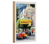 Targa in legno | Amalfi | Romanticismo costiero italiano | Stile retrò | 12 cm x 18 cm