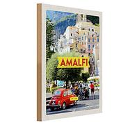 Targa in legno | Amalfi | Romanticismo costiero italiano | Stile retrò | 30 cm x 40 cm