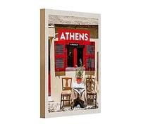 Targa in legno | Athens Greece | Design nostalgico | 20 cm x 30 cm