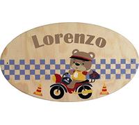 Targa in legno bambino o bambina personalizzabile - con la possibilità di scrivere il vostro nome - nome in legno da appendere - Targhette per porte - Regalo di battesimo, nascita IT-Pq Porte 18