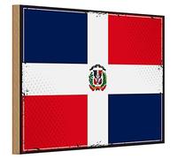 Targa in legno | Bandiera della Repubblica Dominicana | look vintage | 20 cm x 30 cm