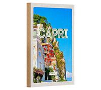 Targa in legno Capri | Romanticismo costiero italiano | Decorazione | 12 cm x 18 cm