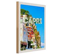 Targa in legno Capri | Romanticismo costiero italiano | Decorazione | 30 cm x 40 cm
