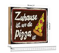 Targa in legno | Casa è dove si trova la pizza | Decorazione vintage | 18 cm x 12 cm