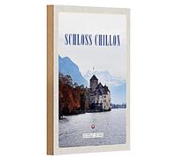 Targa in legno | Castello di Chillon | Souvenir della Svizzera | Decorazione | 12 cm x 18 cm