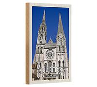 Targa in legno | Cattedrale di Chartres | Francia | Decorazione | 12 cm x 18 cm