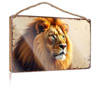 Targa in legno con citazione Golden Majesty: The Lion'S Regal ritratto in legno decorazione piscina decorazione casa spazio (15 x 28 cm)