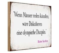 Targa in legno con citazione "Se gli uomini potessero parlare, discutere sarebbe una disciplina olimpica" | Decorazione vintage per ufficio e casa | 40 cm x 30 cm