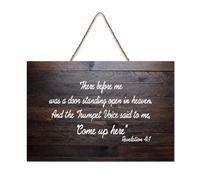 Targa in legno con dedica della Bibbia, Revelation 4:1 There before Me Was A Door Standing Open in Heaven The Trompet Voice Said to Me, in legno, da appendere alla parete, per ufficio, porta, parete