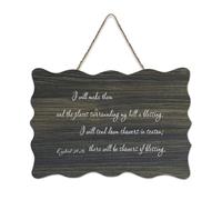 Targa in legno con dedica Ezekiel 34:26 I Will Make Them And The Places Surrounding My Hill A Blessing I Will Send Down Showe in legno da appendere alla parete della porta dell'ufficio, decorazione