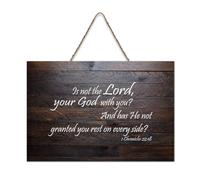 Targa in legno con dedica in lingua inglese "1 Chronicles 22:18 Is Not The Lord Your God with You And Has He Not Granted You Rest on Every Side", da appendere alla parete, per ufficio, porta, parete