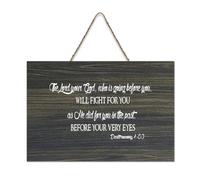 Targa in legno con dedica in lingua inglese "Deuteronomy 1:30 The LORD Your God Who Is Going before You Will Fight for You As He Did for You" (lingua italiana non garantita)