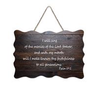 Targa in legno con dedica in lingua inglese "Salm 89:1 I Will Sing of The Mercies of The Lord Forever with My Mouth Will I Make Known Thy Faith", da appendere alla parete, per ufficio, porta, parete