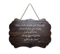 Targa in legno con dedica in lingua inglese "Salmo 91:1 2 Whoever Dwells in the Shelter of The Most High Will Rest in The Shadow of The Almighty", da appendere alla parete, per ufficio, porta, parete