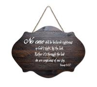 Targa in legno con dedica Romani 3:20 No One Will Be Declared Righteous in God's Sight By The Law Rather It's Through The L, cartello in legno da appendere alla parete, per ufficio, porta, parete