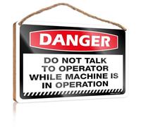 Targa in legno con pannello a base di legno, con scritta in inglese "Please Knock & Pre-installed Hook", decorazione da parete per casa colonica, soggiorno, con scritta "Danger Do Not Talk To Operator