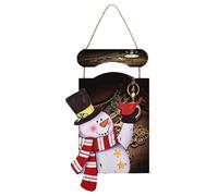 Targa in legno con pupazzo di neve, stampa steampunk, orologi, chiavi e catene, da appendere, per Natale, decorazione da parete, per soggiorno e porta