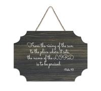 Targa in legno con scritta "From The Rising of The Sun to The Place Where It Sets, The Name of The LORD Is to Be Loed", 15,2 x 25,4 cm, decorazione da parete in legno per porta d'ingresso, soggiorno