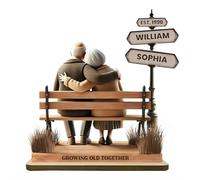 Targa in legno con scritta "Growing Old Together", personalizzabile con nome natalizio, regalo per coppie, sentito regalo per lui, genitori, nonni