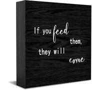 Targa in legno con scritta "If You Feed Them, They Will Come Home Office Decor, Positive Office Desk Accessories Wood Plate Wood Table Sign 12,7 x 12,7 cm