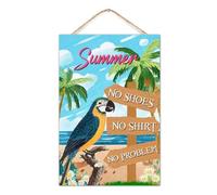 Targa in legno con scritta in inglese "Bar Open No Shoes No Shirt No Problem Happy Hour Pool Beach Cartello in legno 20,3 x 30,5 cm Tiki Bar Pool Vasca idromassaggio Luau Decorazione da tavolo da