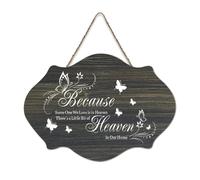 Targa in legno con scritta in inglese "Because Some One We Love Is in Heaven, There's A Little Bit of Heaven in Our Home", 15,2 x 25,4 cm
