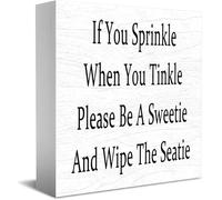 Targa in legno con scritta in inglese "If You Sprinkle When You Tinkle Please Be A Sweetie And Wipe The Seatie Home Office Decor, 12,7 x 12,7 cm