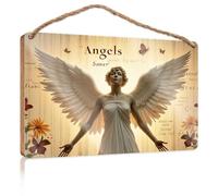 Targa in legno con scritta in inglese "Little Man Cave Angelic Wings And Whispers: A Serene Vision", regalo per amici di lavoro, regalo divertente per ufficio per Cowo (15 x 28 cm)