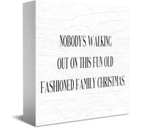 Targa in legno con scritta in inglese "Nobody's Walking Out On This Fun Old Fashioned Family", decorazione per casa e ufficio, 12,7 x 12,7