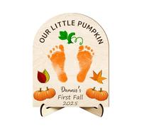 Targa in legno con scritta in inglese "Our Little Pumpkin Baby's First Halloween" (lingua italiana non garantita)