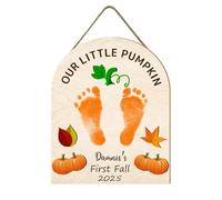 Targa in legno con scritta in inglese "Our Little Pumpkin Baby's First Halloween" (lingua italiana non garantita)