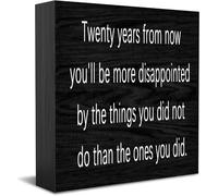 Targa in legno con scritta in inglese "Twenty Years From Now You'Ll Be More Delappointed By The Things Home Office Decor, accessori da scrivania in legno, 12,7 x 12,7 cm