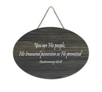 Targa in legno con scritta in inglese "You Are His People, His Treasured Possession As He Promised", 15,2 x 25,4 cm, con dedica della Bibbia, arte rustica, da appendere, per porta d'ingresso