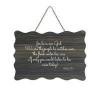 Targa in legno con scritta in lingua inglese "For He Is Our God. We Are The People He Watches Over, The Flock Under His Care" (lingua italiana non garantita), da appendere, stile rustico, in legno