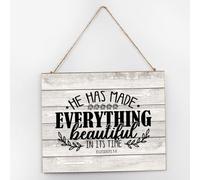 Targa in legno con scritta in lingua inglese "Has Made Everything Beautiful in It's Time", divertente decorazione rustica, per soggiorno, bagno, 25,4 x 30,5 cm