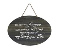 Targa in legno con scritta in lingua inglese "I 'll love you forever, I will like you for always as long as I'm Living My Baby", 15,2 x 25,4 cm, decorazione da parete in legno per porta d'ingresso