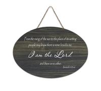 Targa in legno con scritta in lingua inglese "Isaiah 45:6 from The Rising of The Sun to The Place of Its Setting People May Know There Is None Bes, da appendere, stile rustico, in legno, decorazione