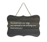Targa in legno con scritta in lingua inglese "The Eternal God Is Your Refuge, And Underneath Are The Everlasting Arms", 15,2 x 25,4 cm, con dedica della Bibbia, da appendere alla casa di campagna, per