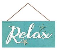 Targa in legno con scritta "Relax", per bagno, decorazione per la casa, decorazione da parete, 30,5 x 15,2 cm (WD017)