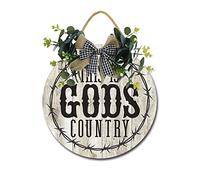 Targa in legno con scritta "This Is God's Country" in stile rustico, decorazione per portico di casa d'ingresso, 25,7 x 25,7 cm