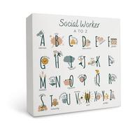 Targa in legno con stampa dell'alfabeto dalla A alla Z, decorazione da scrivania, per assistenti sociali, ufficio, assistente sociale, regalo per donne, assistenti sociali, regali di apprezzamento per