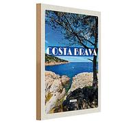 Targa in legno | Costa Brava | Spagna | Decorazione vintage | 30 cm x 40 cm