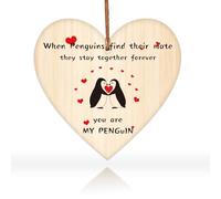 Targa in legno da appendere a forma di cuore con scritta "I Love You are My Penguin Together Forever", regalo per San Valentino, anniversario, San Valentino, per fidanzato, fidanzata, marito, moglie