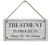 Targa in legno da appendere alla parete con scritta "Treatment in Progress Please Do Not Disturb", per affari, ufficio, terapista, clinica, trattamento, 12,7 x 25,4 cm