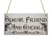 Targa in legno da appendere con scritta "Speak Friend And Enter", da appendere, idea regalo per papà, pub, bar