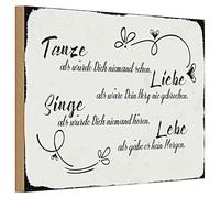 Targa in legno | Danza come se non ti vedesse nessuno | Canta come se non ti sentisse nessuno | Amore come se il tuo cuore non fosse mai spezzato | Vivi come se non ci fosse una mattina | 20 cm x 30